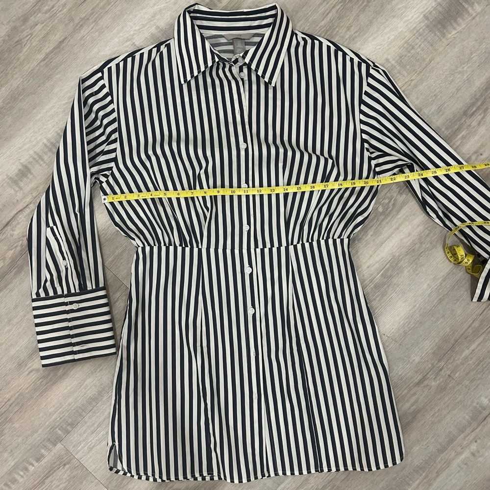 H&M Navy Striped Long Sleeve Full Buttoned Mini Dress - Picture 8 of 13